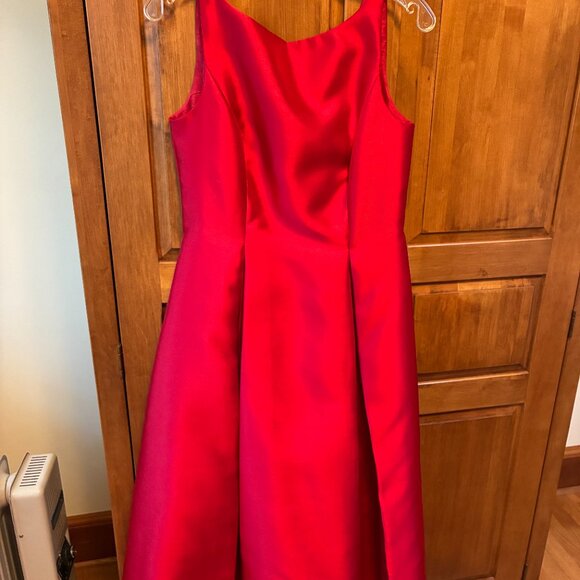 Adrianna Papell Red Mikado Dress Size 8 - Picture 2 of 12